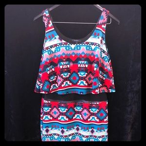 Aztec-print sleeveless dress